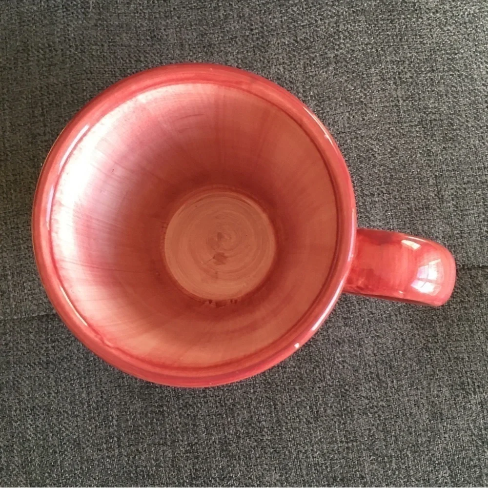 Festive, Colorful, Red Striped Ceramic Mug, 12 oz